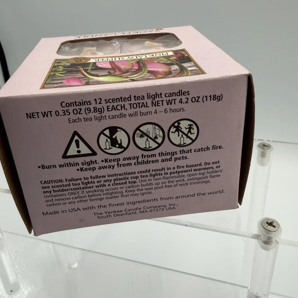 Retired Yankee Candle Pink‎ Lady Slipper One Box of 12 SCENTED TEA LIGHT Candles